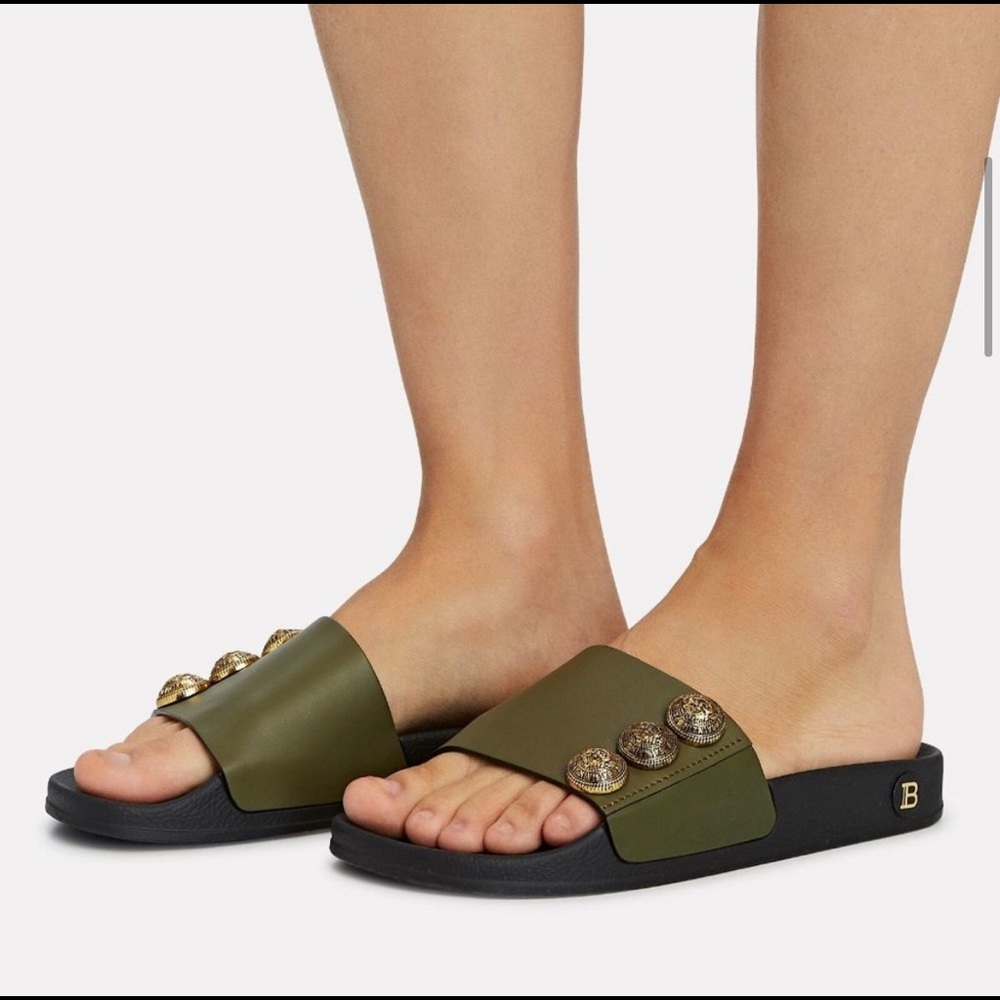 Balmain leather slides